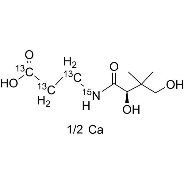 Pantothenic acid-13C3,15N hemicalcium (D-pantothenic acid-13C3,15N) 356786-94-2